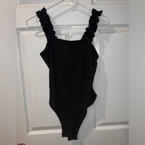 Bodysuit ruffle strap tank